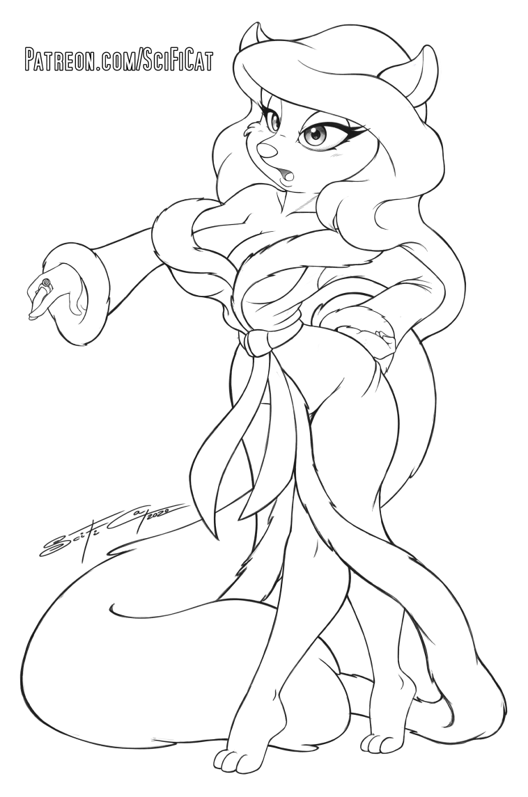 anthro bathrobe big_breasts breasts cleavage clothed clothing female hand_on_hip robe solo wide_hips scificat animaniacs warner_brothers minerva_mink mammal mink mustelid musteline true_musteline monochrome