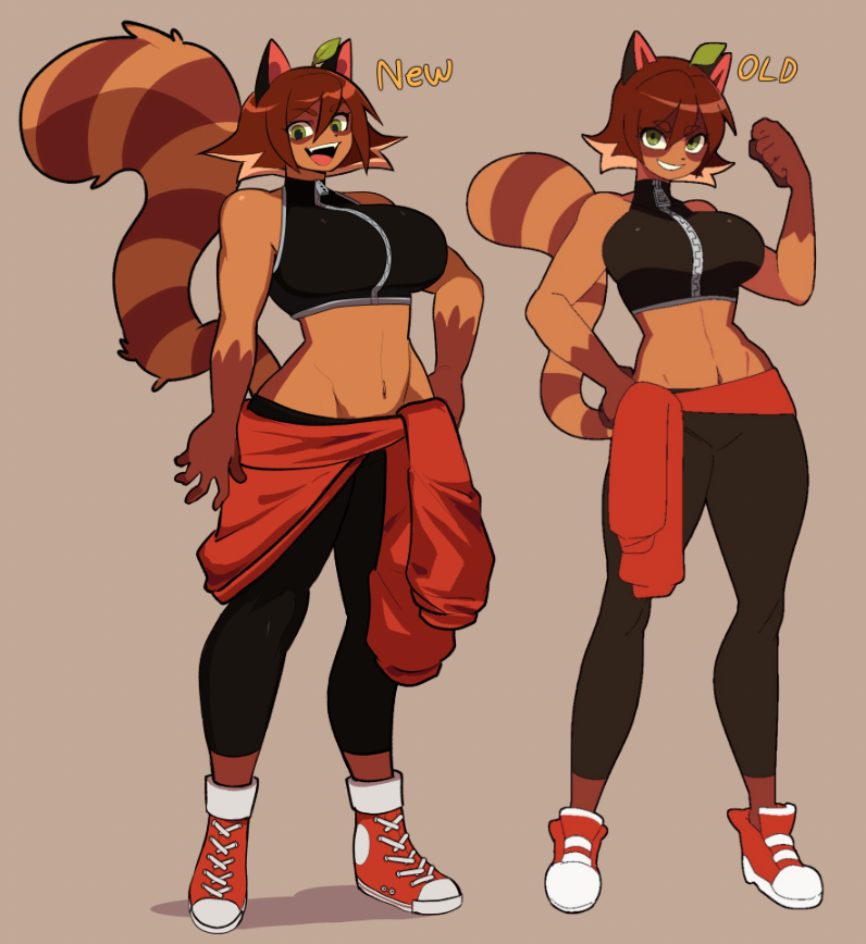 5_fingers anthro athletic athletic_anthro athletic_female big_breasts black_bottomwear black_clothing black_crop_top black_leggings black_legwear black_shirt black_topwear bottomwear breasts brown_body brown_eyebrows brown_face brown_fur brown_hair brown_tail clothed clothed_anthro clothed_female clothing crop_top eyebrow_through_hair eyebrows female female_anthro fingers fist footwear fully_clothed fully_clothed_anthro fully_clothed_female fur green_eyes hair hand_on_hip hoodie hoodie_around_waist huge_breasts leggings legwear markings midriff navel open_mouth open_smile red_clothing red_footwear red_shoes ring_(marking) ringed_tail shirt shoes simple_background small_waist smile sneakers solo standing striped_markings striped_tail stripes tail tail_markings teeth text topwear topwear_around_waist translucent translucent_hair zipper_crop_top zipper_topwear dvampiresmile suki_(dvampiresmile) canid canine mammal raccoon_dog tanuki 2023 digital_drawing_(artwork) digital_media_(artwork) english_text full-length_portrait portrait