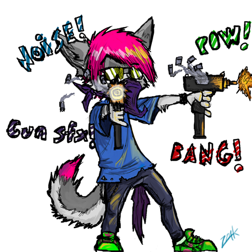 anthro biped bottomwear bullet clothed clothing dipstick_tail eyewear footwear fur grey_body grey_fur grey_tail gun hair kerchief mac-10 male markings multicolored_tail pants pink_hair pink_tail pink_tail_tip ranged_weapon shirt shoes shooting short_hair simple_background solo sound_effects standing submachine_gun sunglasses tail tail_markings topwear transparent_background weapon zzakerhyus kibakota canid canine canis domestic_dog husky mammal nordic_sled_dog spitz 1:1 alpha_channel digital_media_(artwork) full-length_portrait low_res portrait