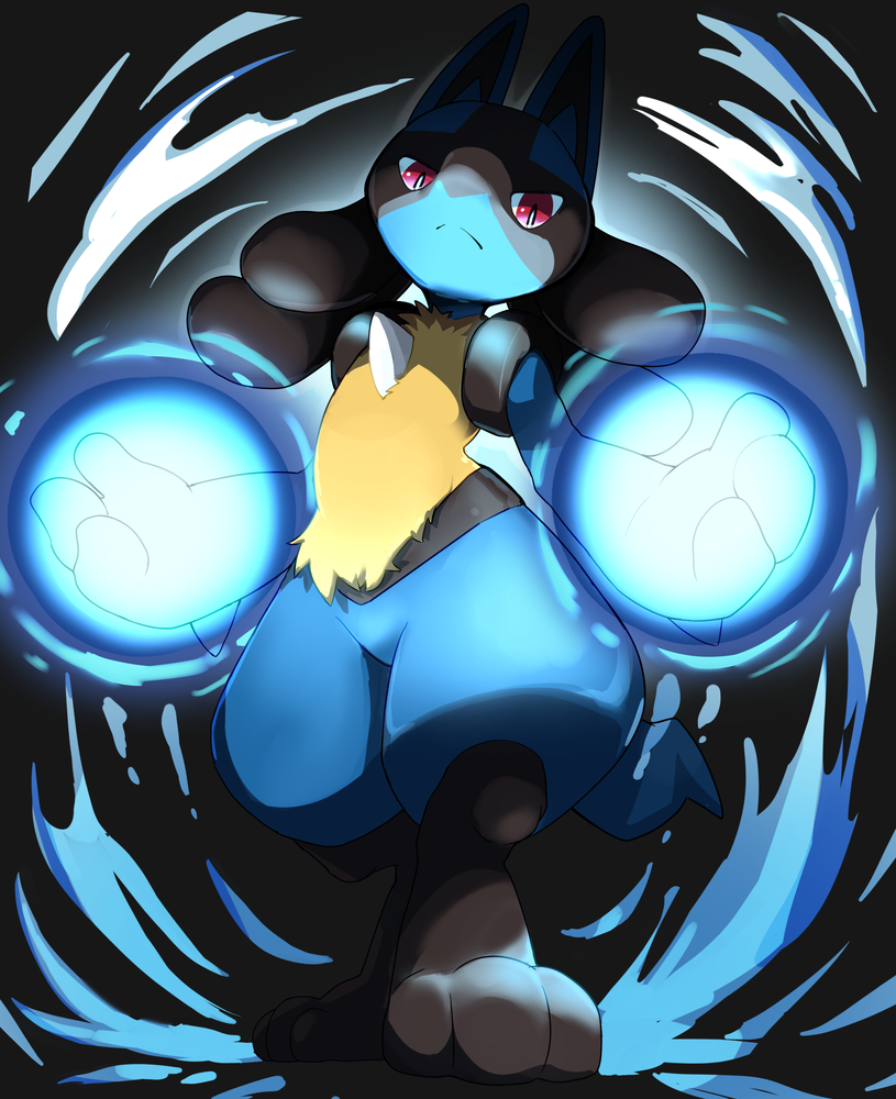 3_fingers 3_toes arm_markings aura_sphere belly_tuft black_background black_hair black_markings blue_body blue_fur chest_spike energy energy_ball energy_weapon facial_markings featureless_crotch feet fingers frown fur fur_markings glowing glowing_hands hair hand_markings head_markings looking_at_viewer looking_down male markings neck_tuft pokemon_move pose red_eyes simple_background solo spikes spikes_(anatomy) standing toes tuft wrist_spikes yellow_body yellow_fur manmosu_marimo nintendo pokemon canid canine generation_4_pokemon lucario mammal pokemon_(species) 2021