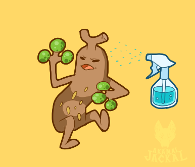 ambiguous_gender brown_body featureless_feet feet markings simple_background solo spots spotted_body squirt_bottle water wince yellow_background maligaytor nintendo pokemon elemental_creature generation_2_pokemon humanoid pokemon_(species) sudowoodo 2018 cel_shading digital_drawing_(artwork) digital_media_(artwork) full-length_portrait low_res paint_tool_sai_(artwork) portrait shaded watermark