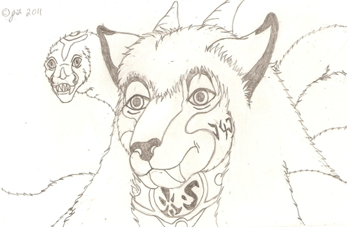 anthro collar duo female fur horn solo_focus tentacles jt mythology cyraldian_beastryker dragon mythological_creature mythological_scalie scalie bust_portrait graphite_(artwork) low_res portrait traditional_media_(artwork)