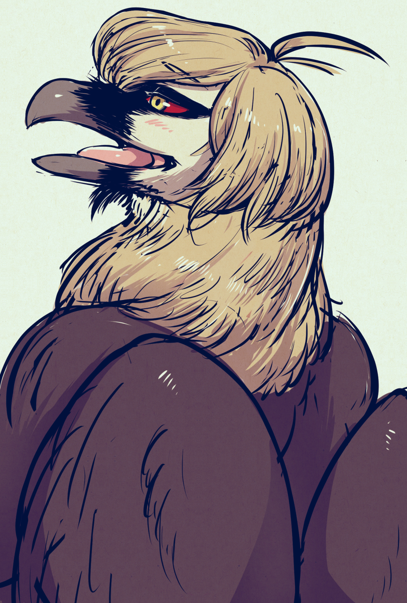 ambiguous_gender semi-anthro solo bubonikku accipitrid accipitriform avian bearded_vulture bird old_world_vulture vulture hi_res