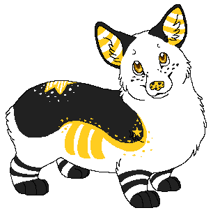 ambiguous_gender black_body black_fur digitigrade feral freckles fur markings paws simple_background snout solo sparklefur spotted_nose standing star_(marking) striped_inner_ear tailless transparent_background white_body white_fur white_inner_ear yellow_body yellow_eyes yellow_fur yellow_inner_ear yellow_nose sebdoggo dustin_(sebdoggo) canid canine canis domestic_dog herding_dog mammal pastoral_dog welsh_corgi 2013 aliasing alpha_channel digital_drawing_(artwork) digital_media_(artwork) flat_colors full-length_portrait low_res microsoft_paint_(artwork) portrait