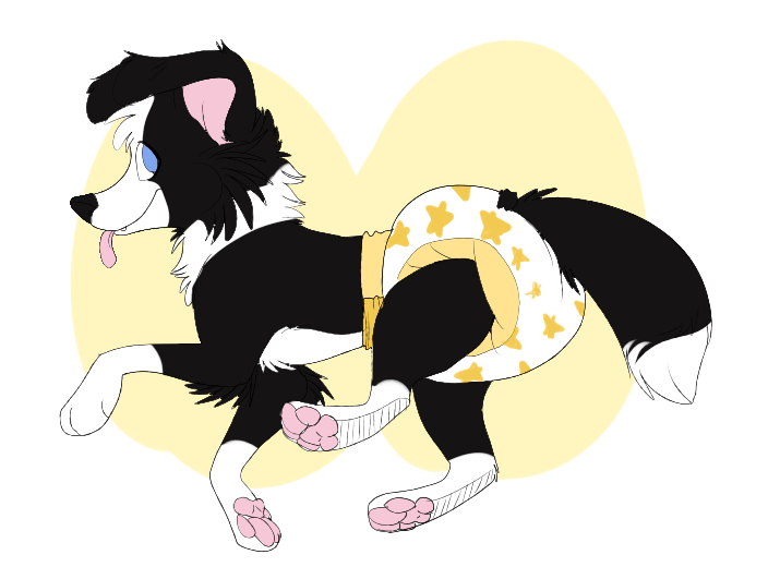 black_body black_ears black_fur black_tail blep blue_eyes clothing diaper feral fur furgonomics looking_at_viewer male multicolored_body multicolored_fur pawpads pink_pawpads simple_background solo tail tongue tongue_out two_tone_body two_tone_diaper two_tone_fur two_tone_tail white_background white_body white_diaper white_fur white_tail yellow_diaper paddedpaws border_collie canid canine canis collie domestic_dog herding_dog mammal pastoral_dog sheepdog 2016