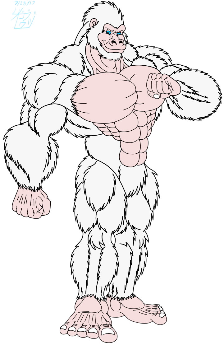 5_toes albino anthro blue_eyes casual_nudity feet fur humanoid_feet male muscular muscular_anthro muscular_male plantigrade solo toes white_body white_fur zgrooz ape gorilla haplorhine mammal primate alpha_channel