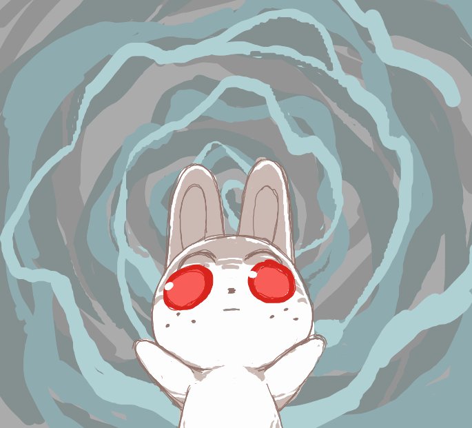 abstract_background anthro black_nose blank_stare female female_anthro freckled_face freckles fur rabbit_ears raised_arms red_eyes solo white_body white_ears white_fur conditional_dnp gummuru animal_crossing nintendo ruby_(animal_crossing) lagomorph leporid mammal rabbit 2020