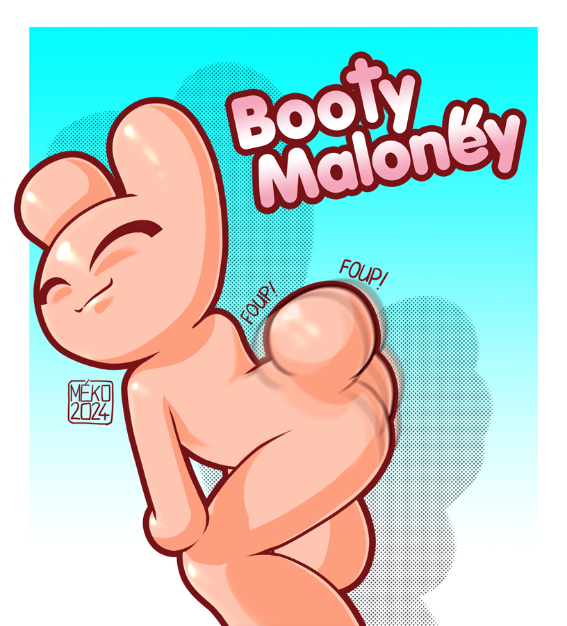 ambiguous_gender anthro butt eyes_closed nude smile solo tail twerking bunny_maloney_meko bunny_maloney bunny_maloney_(character) lagomorph leporid mammal rabbit 2024 official_art