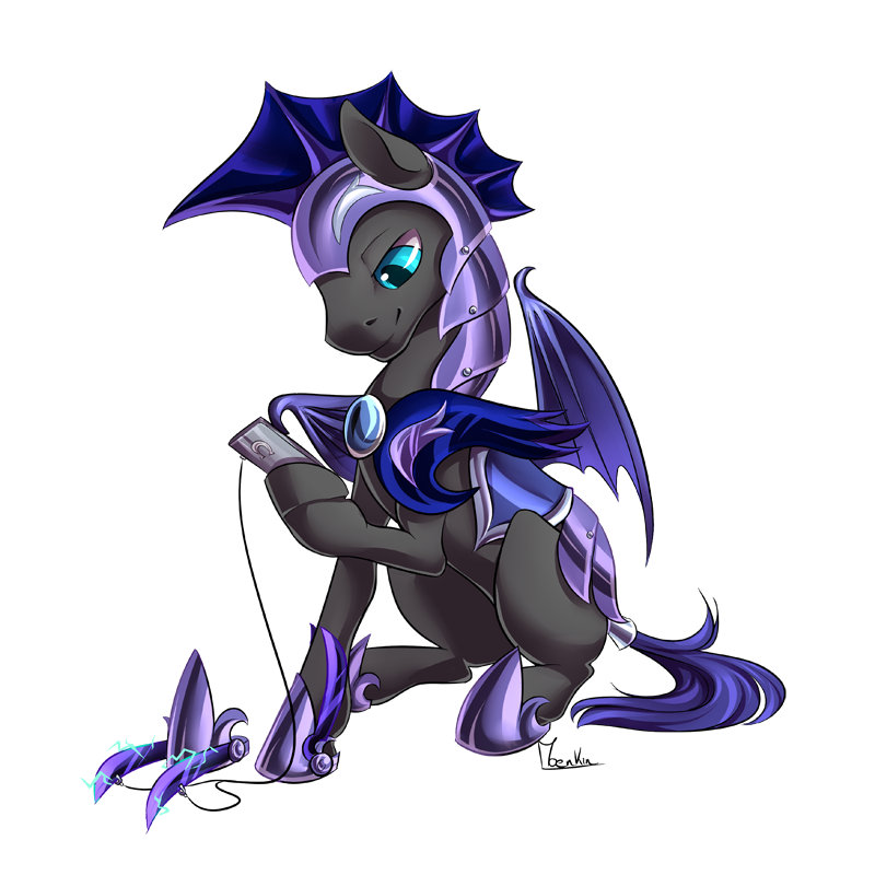 armor blue_eyes feral fur grey_body grey_fur guard hair hooves male membrane_(anatomy) membranous_wings purple_hair simple_background sitting smile solo wings moenkin hasbro my_little_pony au_hasard_(oc) fan_character bat_pony equid mammal 1:1 alpha_channel