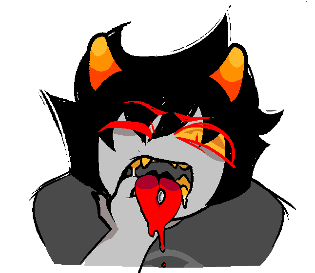 horn male piercing solo tongue tongue_piercing eddotheweirdo homestuck ms_paint_adventures karkat_vantas alien horned_humanoid humanoid troll_(homestuck)