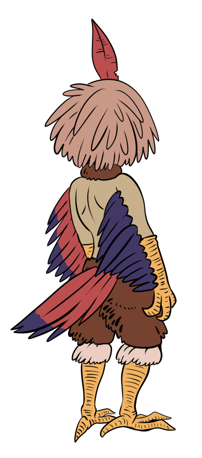 ambiguous_gender anthro biped black_outline feathers feet hair orange_arms orange_legs outline rear_view solo standing tail tail_feathers talons tan_hair toes winged_arms wings punishedkom european_mythology greek_mythology mythology avian bird harpy mythological_avian mythological_creature digital_media_(artwork) full-length_portrait portrait