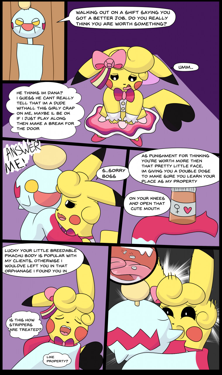 ambiguous_gender anthro cleft_tail clothed clothing cosplay_pikachu_(costume) crossdressing dialogue disguised fur hormone_replacement_therapy male open_mouth tail text yellow_body yellow_fur matachu nintendo pokemon pikachu_pop_star chimecho generation_1_pokemon generation_3_pokemon generation_4_pokemon mammal murid murine pikachu pokemon_(species) rat rodent comic digital_media_(artwork) english_text hi_res