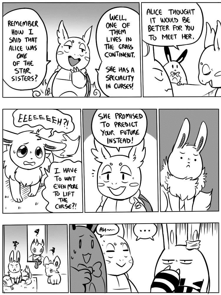 7_panel_comic ambiguous_gender annoyed antennae_(anatomy) anterior_nasal_aperture anthro biped black_eyes black_text bodily_fluids bothered bow_ribbon cheek_spots claws closed_smile crossed_arms dialogue dot_eyes ellipsis exclamation_point eyebrows eyes_closed feral finger_claws floor fluffy fluffy_tail fur group horn looking_at_another mouth_closed neck_tuft open_mouth open_smile paws pillow pupils quadruped question_mark shell smile speech_bubble sweat sweatdrop tail tail_motion tailwag talking_to_another text tongue tuft wall_(structure) white_sclera window wings flavia-elric nintendo pokemon pokemon_mystery_dungeon spike_chunsoft bayani_(yapc) celebi_(yapc) lux_(yapc) paris_(yapc) rayne_(yapc) terry_(yapc) celebi eevee elekid generation_1_pokemon generation_2_pokemon legendary_pokemon nidoran nidoran♀ pokemon_(species) sentret wartortle 2020 3:4 black_and_white comic digital_media_(artwork) english_text monochrome