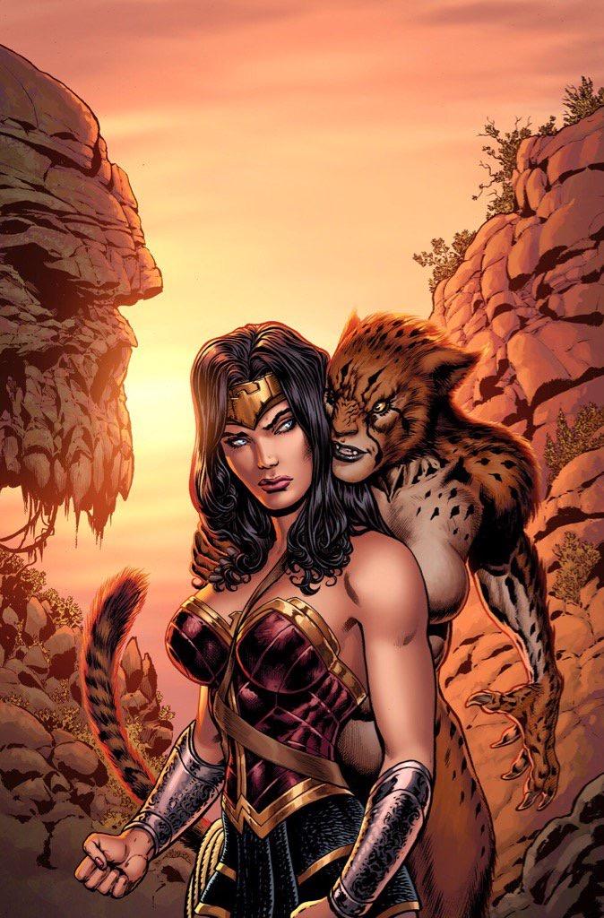 anthro armor black_hair blue_eyes bracers breasts claws cleavage clothed clothing duo fangs featureless_breasts female fur hair inner_ear_fluff looking_back markings nude outside spots spotted_body spotted_fur teeth tuft yellow_eyes laura_martin liam_sharp dc_comics justice_league cheetah_(dc) wonder_woman animal_humanoid cheetah cheetah_humanoid felid felid_humanoid feline feline_humanoid human humanoid mammal mammal_humanoid official_art