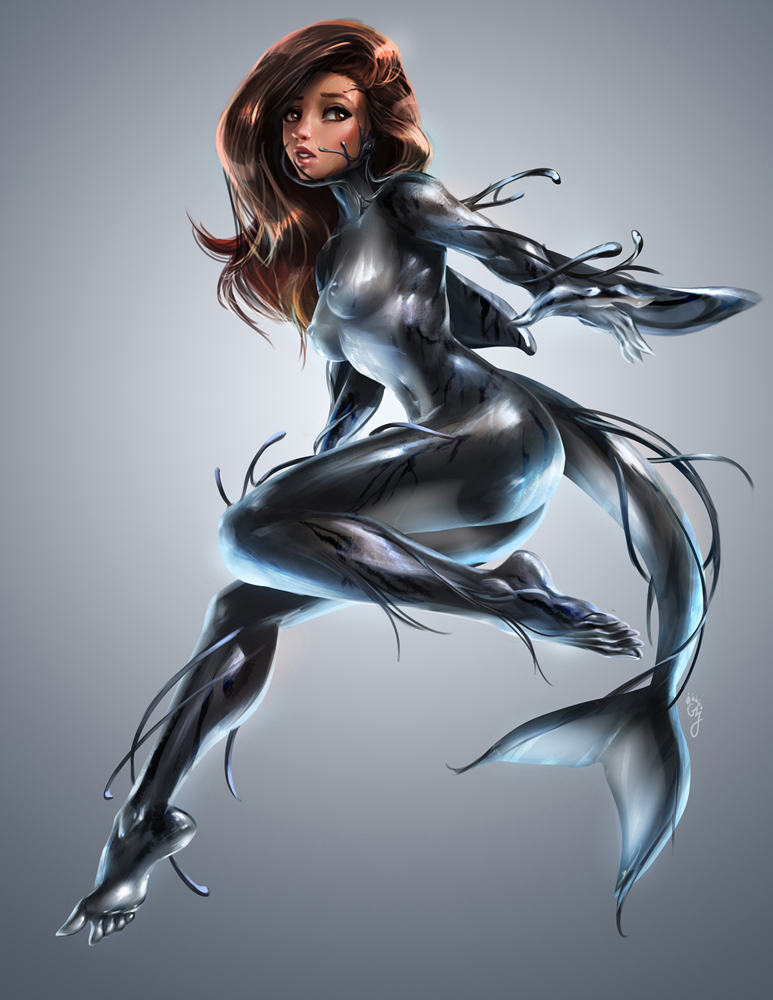 anthro breasts brown_hair butt female goo_transformation hair latex long_hair navel nipples nude simple_background solo transformation geckzgo cetacean dolphin mammal marine oceanic_dolphin orca symbiote toothed_whale 2018