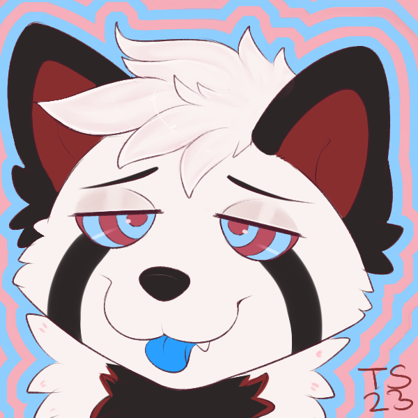 black_body black_fur blep fur hypnotic_eyes male red_body red_fur solo tongue tongue_out white_body white_fur taintedstar ester_(theoneester) ailurid mammal red_panda 1:1 2023 icon signature