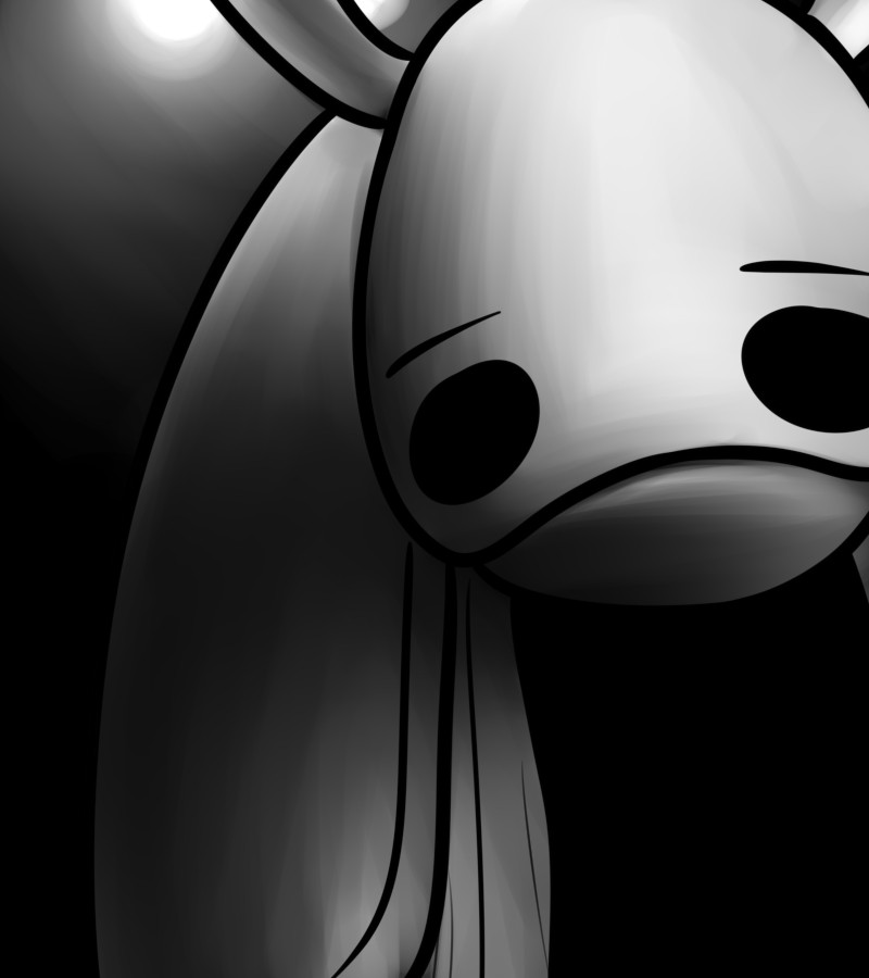 2_horns black_body black_eyes clothed clothing eyebrows horn male mouth_closed solo white_head skeletorskeletonized hollow_knight team_cherry elderbug_(hollow_knight) arthropod 2020 comic digital_media_(artwork) end_page greyscale monochrome