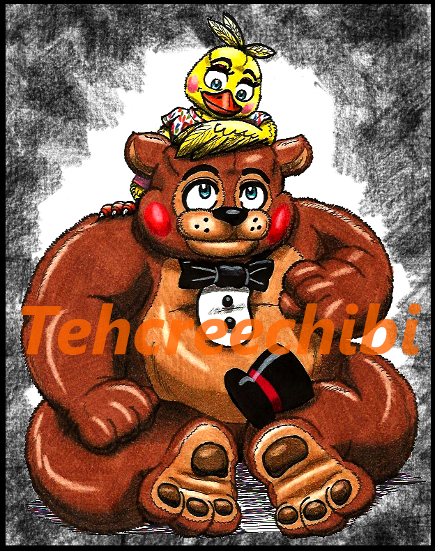 4_fingers anthro beak black_background black_border black_bow_tie black_eyebrows black_nose black_top_hat blonde_hair blue_eyes border bottomwear bow_tie brown_body brown_fur brown_pawpads button_(fastener) cheek_spots claws closed_beak closed_smile clothed clothed_anthro clothed_female clothing duo eye_contact eyebrows eyelashes feather_hair feather_hands feathers feet female female_anthro fingers foot_on_shoulder fully_clothed fully_clothed_anthro fully_clothed_female fur hair hand_on_leg hand_on_own_leg hat headgear headwear larger_anthro larger_male light looking_at_another male male_anthro mouth_closed multicolored_body multicolored_fur orange_beak pawpads pink_bottomwear pink_cheeks pink_clothing pink_shorts pseudo_hair red_cheeks red_eyelids shirt short_hair shorts simple_background sitting size_difference smaller_anthro smaller_female smile smiling_at_another smiling_at_each_other talons text toe_claws toes top_hat topwear whisker_spots white_claws white_clothing white_shirt white_topwear yellow_body yellow_feathers tehcreechibi five_nights_at_freddy's five_nights_at_freddy's_2 scottgames toy_chica_(fnaf) toy_freddy_(fnaf) avian bear bird brown_bear chicken galliform gallus_(genus) mammal phasianid ursine 2016 artist_name colored english_description lighting marker_(artwork) shaded traditional_media_(artwork)