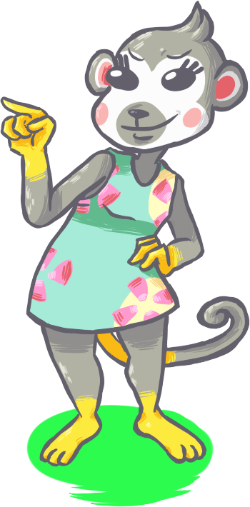 anthro clothed clothing female gesture hand_gesture hand_on_hip pointing simple_background smile solo transparent_background inkyfrog animal_crossing nintendo shari_(animal_crossing) cebid haplorhine mammal monkey new_world_monkey primate squirrel_monkey 2015 alpha_channel