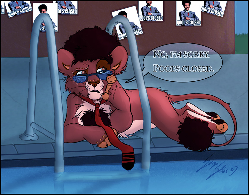 afro blue_eyewear eyewear feet feral fingerless_(marking) lying male mostly_nude necktie on_front patriotic_nigras quadruped solo sunglasses swimming_pool tail toeless_(marking) water serge_stiles disney pool's_closed the_lion_king felid lion mammal pantherine 2007 digital_media_(artwork) meme