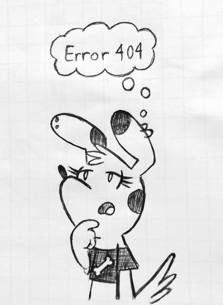 404_(not_found_error) black_clothing black_nose black_shirt black_topwear bone clothing ear_piercing error error_message eyelashes female lupe_(el_senor_erizo) piercing shirt solo thinking thought_bubble thoughtful_expression topwear el_senor_erizo canid canine canis domestic_dog mammal meme monochrome spanish_description