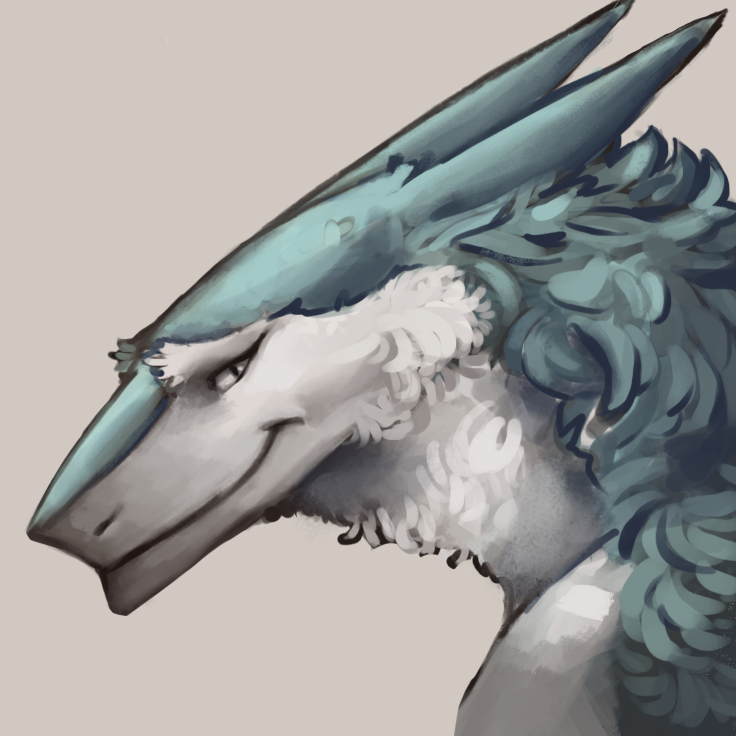 blue_body blue_fur ears_back fur hair looking_at_viewer mouth_closed pivoted_ears side_view smile solo kodacine sergal 1:1 portrait female_(lore)