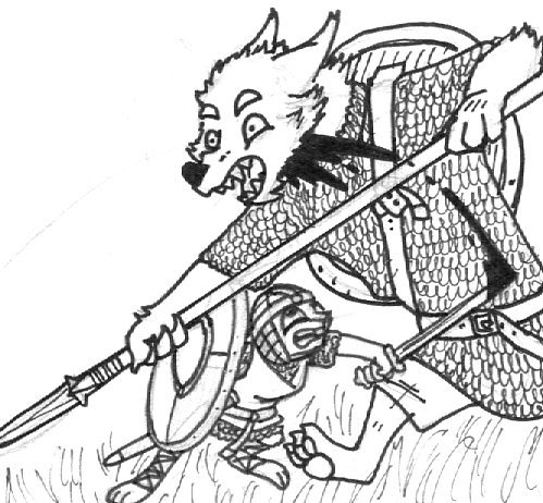 3_toes 4_fingers anglo-saxon anthro arm_tuft armor belt black_nose blood blood_on_weapon blood_splatter bodily_fluids buckteeth chainmail cheek_tuft chin_tuft claws clenched_teeth duo ears_back elbow_tuft facial_tuft feet fight finger_claws fingers foot_wraps fur grass guige_strap headgear helmet holding_melee_weapon holding_object holding_polearm holding_shield holding_spear holding_sword holding_weapon looking_up male medieval_clothing melee_weapon neck_torture pawpads pivoted_ears plant polearm scabbard sharp_teeth shield shocked simple_background slit_throat spear surprise surprised_expression sword teeth toe_claws toes tuft weapon white_background white_body white_fur wounded wraps wrist_tuft labjer canid canine canis lagomorph leporid mammal rabbit wolf 2016 black_and_white low_res monochrome traditional_media_(artwork)