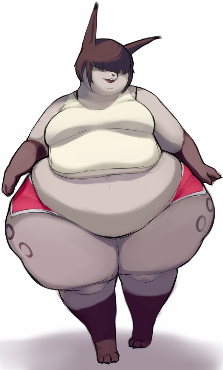 anthro belly belly_folds belly_overhang big_belly breasts brown_hair clothed clothing covered_eyes fat_arms fat_legs fat_rolls female fur hair hair_over_eyes hanging_belly love_handles obese obese_anthro obese_female open_mouth overweight overweight_anthro overweight_female partially_clothed simple_background smile snow solo standing thick_thighs tight_clothing wide_hips pewbutt snow_(pewbutt) felid feline lynx mammal digital_media_(artwork) hi_res