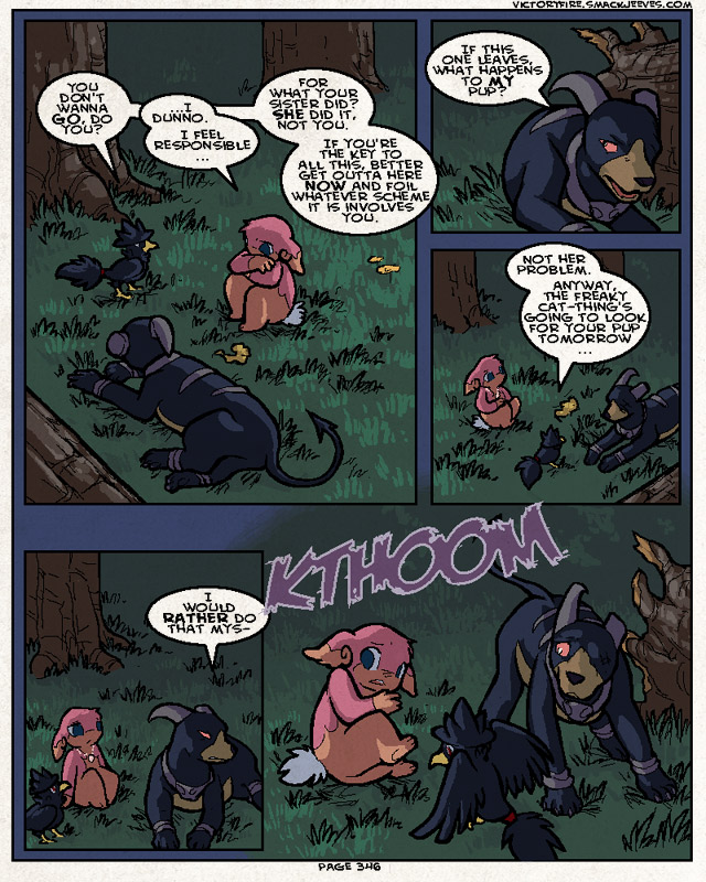 anthro dialogue female feral group male semi-anthro speech_bubble text sulfurbunny_(artist) nintendo pokemon pokemon_mystery_dungeon pokemon_victory_fire spike_chunsoft jen_(vf) audino generation_2_pokemon generation_5_pokemon houndoom murkrow pokemon_(species) 4:5 comic digital_media_(artwork) english_text microsoft_paint_(artwork)