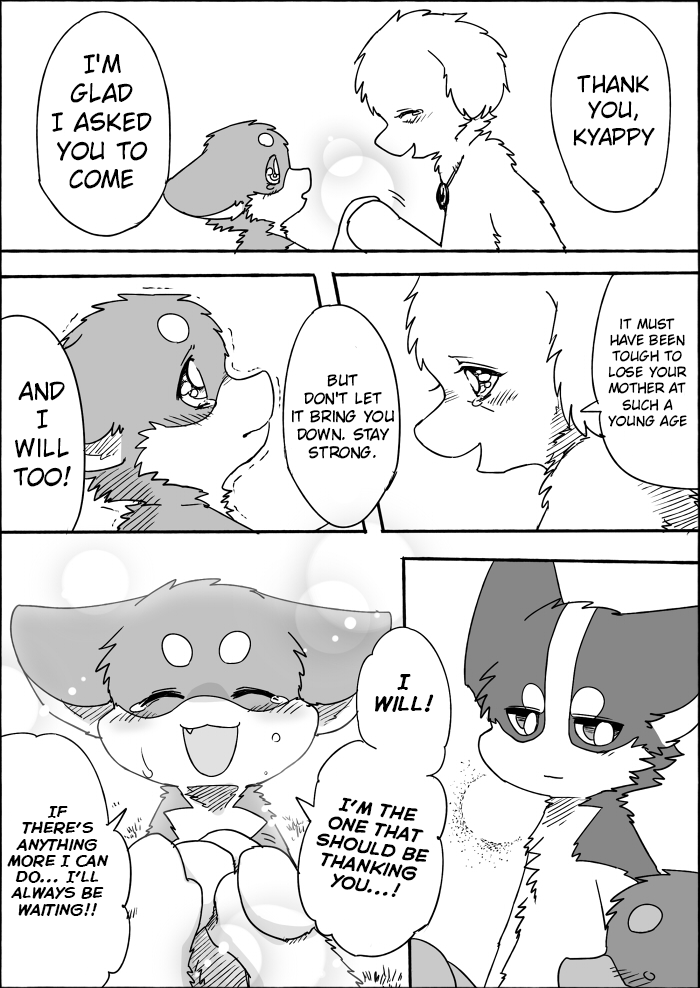 bodily_fluids feral semi-anthro tears text ayaka kyappy shibeta canid canine canis domestic_dog husky mammal nordic_sled_dog shiba_inu spitz comic english_text monochrome