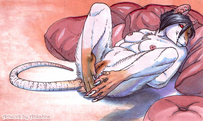 5_toes anthro biped black_hair breasts brown_body brown_fur chest_tuft claws feet female foot_focus fur hair hairless_tail lying nipples nude paws pillow pink_nipples plantigrade rat_tail red_eyes slightly_chubby solo tail toe_claws toes tuft whiskers white_body white_fur ahkahna cass_(caedere) mammal murid murine rat rodent 2009