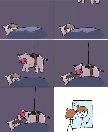 bed_hair female humor licking male mirror sleeping stealth stickmen tongue tongue_out unknown_artist bovid bovine cattle human mammal 2013