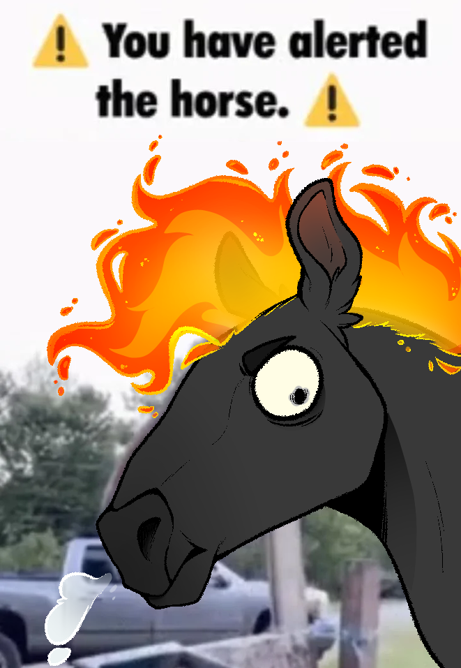 black_body car eyebrows feral fire flaming_hair flaming_mane male pseudo_hair pseudo_mane solo text vehicle maddencreatures you_have_alerted_the_horde firestar_bloodstones equid mammal nightmare_(species) english_text meme