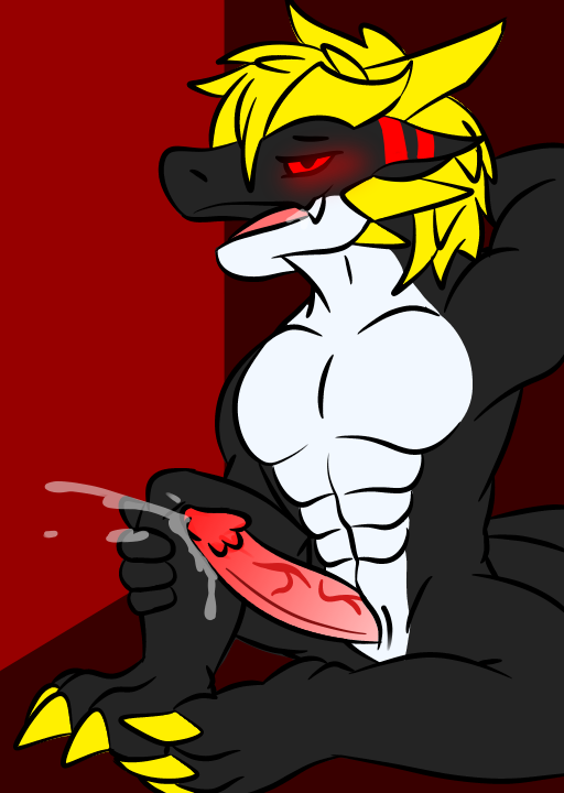 anthro bodily_fluids cum ejaculation erection genital_fluids genitals male penis solo tail opstah mythology opstah_(character) dragon mythological_creature mythological_scalie scalie