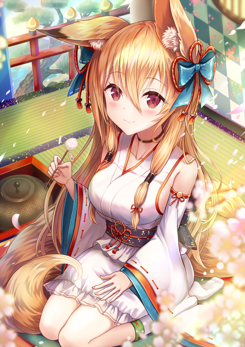 accessory asian_clothing blonde_hair breasts clothed clothing east_asian_clothing female hair hair_accessory japanese_clothing kneeling obi seiza sitting solo sakura_ani animal_humanoid canid canid_humanoid canine canine_humanoid fox_humanoid humanoid mammal mammal_humanoid 2020 hi_res