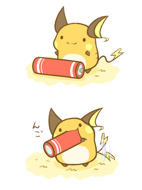 :3 ambiguous_gender battery chibi eating feral humor nom om_nom_nom solo tail tail_motion tailwag rairai-no26-chu nintendo pokemon generation_1_pokemon mammal pokemon_(species) raichu rodent 2012 3:4 comic