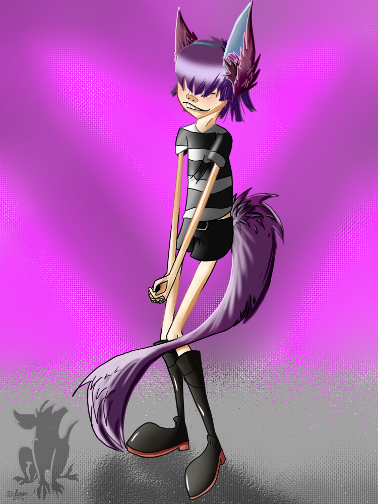 clothed clothing female smile solo tail kimigryphon gorillaz noodle_(gorillaz) animal_humanoid cat_humanoid felid felid_humanoid feline feline_humanoid humanoid mammal mammal_humanoid 3:4