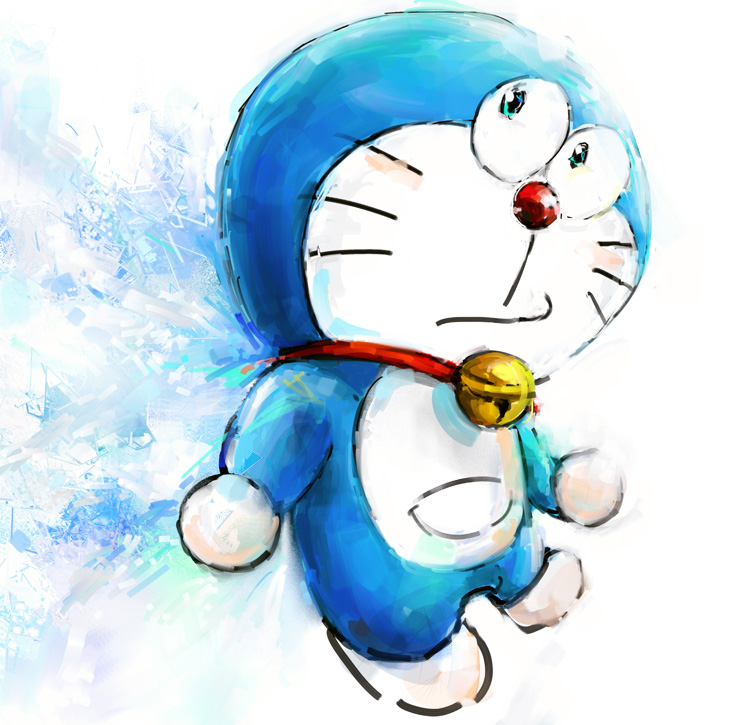 anthro bell blue_body blue_fur collar front_view fur looking_at_viewer machine male mouth_closed pouch_(anatomy) red_collar red_nose simple_background solo whiskers white_background white_body white_fur mt_tg doraemon doraemon_(character) domestic_cat felid feline felis mammal robot 2018 shaded