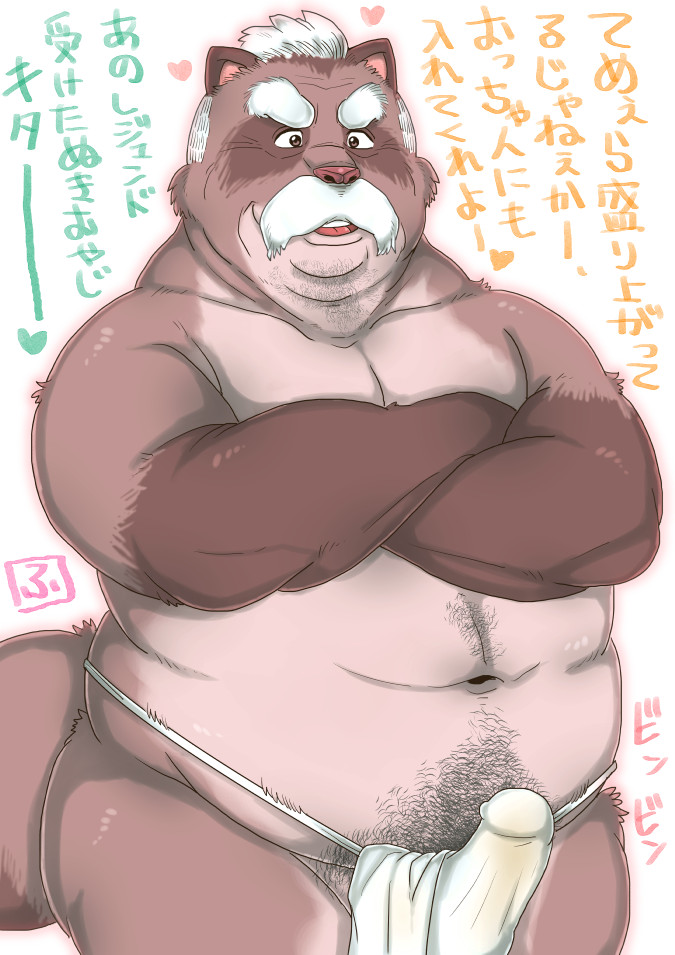 anthro asian_clothing belly bulge clothed clothing detailed_bulge east_asian_clothing erection erection_under_clothing facial_hair fundoshi genital_outline japanese_clothing kemono male mature_male mustache navel overweight overweight_male penis_outline solo underwear white_clothing white_fundoshi white_underwear figaro_(artist) canid canine mammal raccoon_dog tanuki 2022