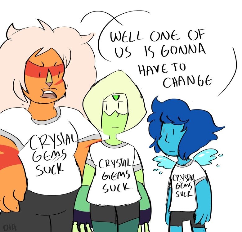 blue_body blue_hair blue_skin clothing dialogue feathered_wings feathers female green_body green_hair green_skin group hair hydrokinetic_wings liquid_wings not_furry open_mouth orange_body orange_skin text white_hair wings unknown_artist cartoon_network steven_universe jasper_(steven_universe) lapis_lazuli_(steven_universe) peridot_(steven_universe) alien alien_humanoid gem_(species) humanoid jasper_(gem_species) lapis_lazuli_(gem_species) peridot_(gem_species) quartz_(gem_species) winged_humanoid english_text