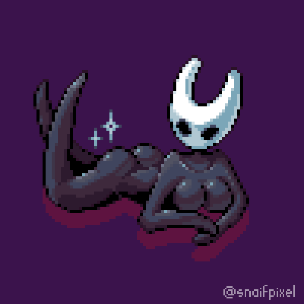 breasts butt dark_body female legs_up lying mask non-mammal_breasts nude on_front simple_background simple_eyes solo snaif hollow_knight team_cherry hornet_(hollow_knight) arthropod featureless_(disambiguation) 1:1 digital_media_(artwork) pixel_(artwork) signature