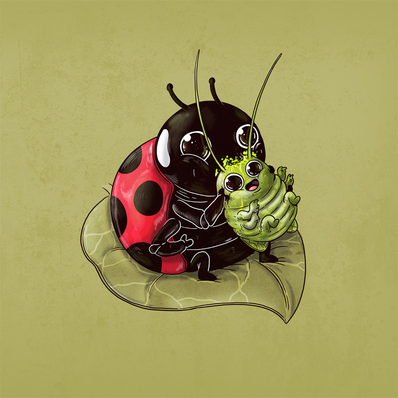 ambiguous_gender bite blood bodily_fluids duo feral gore leaf multi_arm multi_limb semi-anthro what alex_solis aphid arthropod beetle cucujoid insect ladybug 1:1