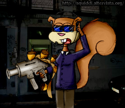 acorn anthro clothed clothing eyewear female food fruit gun headset_microphone machine_gun necktie nut_(fruit) photo_background plant ranged_weapon solo suit sunglasses weapon stepanda third-party_edit nickelodeon spongebob_squarepants sandy_cheeks mammal rodent sciurid tree_squirrel 2006 low_res photo_manipulation photography_(artwork) sketch