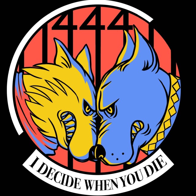 badge black_background blue_body blue_fur clenched_teeth collar duo faceoff feral fur male orange_body orange_fur prison scarf simple_background squadron_patch teeth text gillytin_(artist) 444_(ace_combat_7) ace_combat ace_combat_7 spare_squadron_(ace_combat_7) bandog_(ace_combat_7) trigger_(ace_combat_7) canid canine canis domestic_dog guard_hound mammal molosser wolf 1:1 english_text