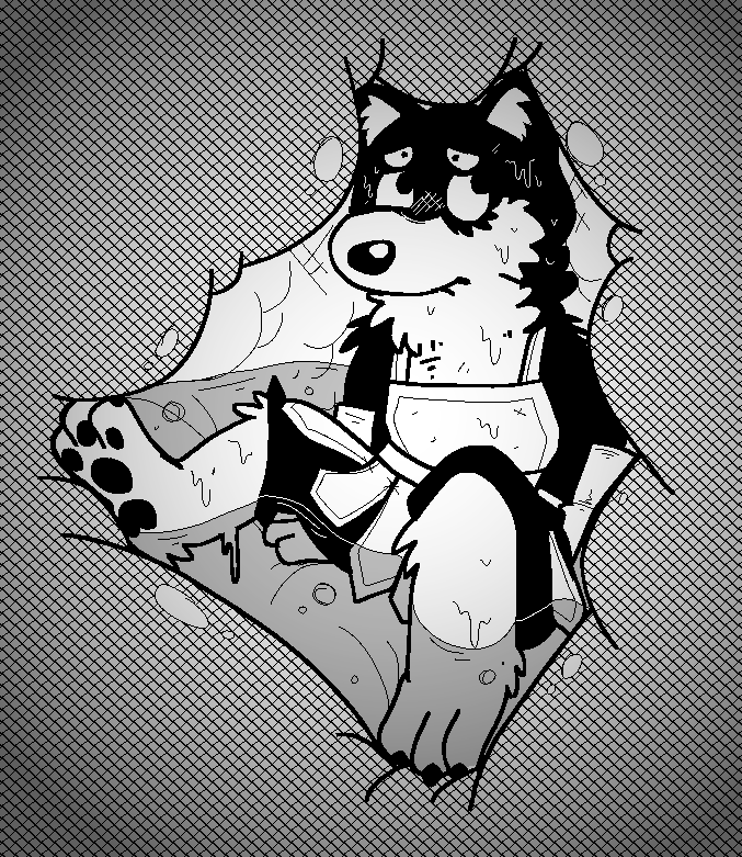 anthro armor bodily_fluids clothed clothing digestion fur inside_stomach internal male melting multicolored_body multicolored_fur organs pawpads simple_background solo stomach stomach_acid vore pawplants delicious_in_dungeon kuro_(delicious_in_dungeon) canid canine canis domestic_dog husky japanese_kobold mammal nordic_sled_dog spitz 2022 digital_drawing_(artwork) digital_media_(artwork) monochrome