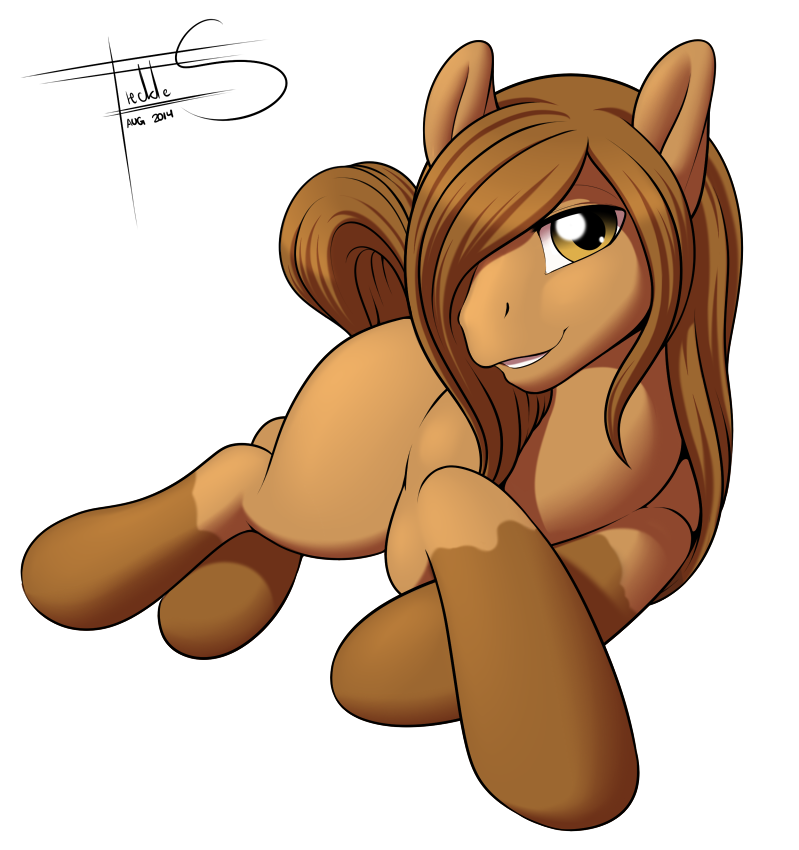 brown_body brown_eyes brown_fur brown_hair feral fur hair long_hair looking_at_viewer male open_mouth simple_background smile solo teeth freckles_(artist) hasbro my_little_pony cloves_(freckles) fan_character equid equine horse mammal pony 2014 digital_media_(artwork)