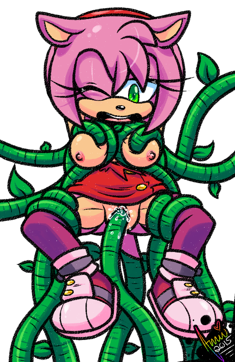 anthro breasts female pink_body solo tentacles vaginal amuzoreh sega sonic_the_hedgehog_(series) amy_rose eulipotyphlan hedgehog mammal hi_res