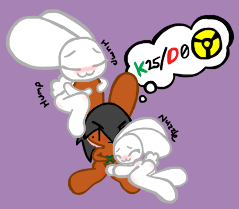 ambiguous_gender anthro big_ears blush group happy male nude nuke nuzzling simple_background tactical crazychocobunny crazygreyrabbit rabbitexe brownbunny shadebunny whitebunny lagomorph leporid mammal rabbit