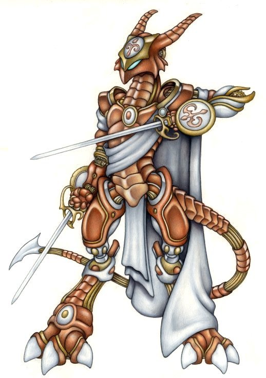 anthro armor dual_wielding front_view holding_melee_weapon holding_object holding_sword holding_weapon machine male melee_weapon rapier simple_background solo standing sword tail technophilia text weapon white_background ollie_canal mythology advanced_nimblewright dragon mythological_creature mythological_scalie robot scalie 2007 colored_pencil_(artwork) english_text full-length_portrait portrait traditional_media_(artwork)