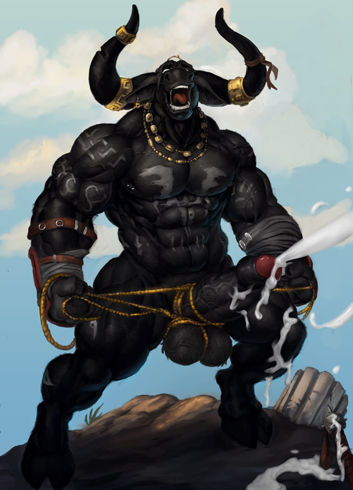 abs anthro axe balls barbell_piercing big_penis black_body blood bodily_fluids cloven_hooves cum cum_on_ground cum_on_penis cumshot ejaculation erection excessive_cum excessive_genital_fluids gaping_mouth genital_fluids genitals hooves horn horn_jewelry horn_ring humanoid_genitalia humanoid_penis jewelry male manly melee_weapon muscular muscular_anthro muscular_arms muscular_legs muscular_male necklace nipple_barbell nipple_piercing nipples nude open_mouth orgasm orgasm_face outside pecs penis piercing ring_(jewelry) rope solo standing tongue unguligrade vein veiny_balls veiny_penis weapon lorkalt nexus european_mythology greek_mythology mythology bovid bovine mammal minotaur 2020 full-length_portrait portrait